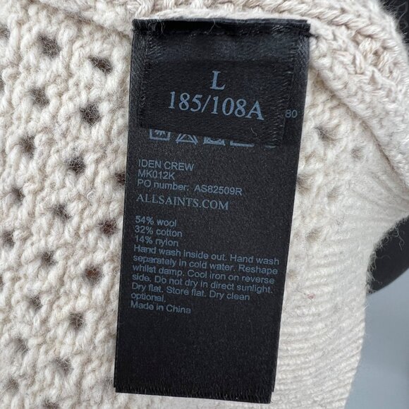 AllSaints Iden Crew Oversized Wool Sweater Eyelet Creamy White Size L‎ - Picture 11 of 12